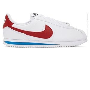 White and Red Classic Cortez Nike Shoes